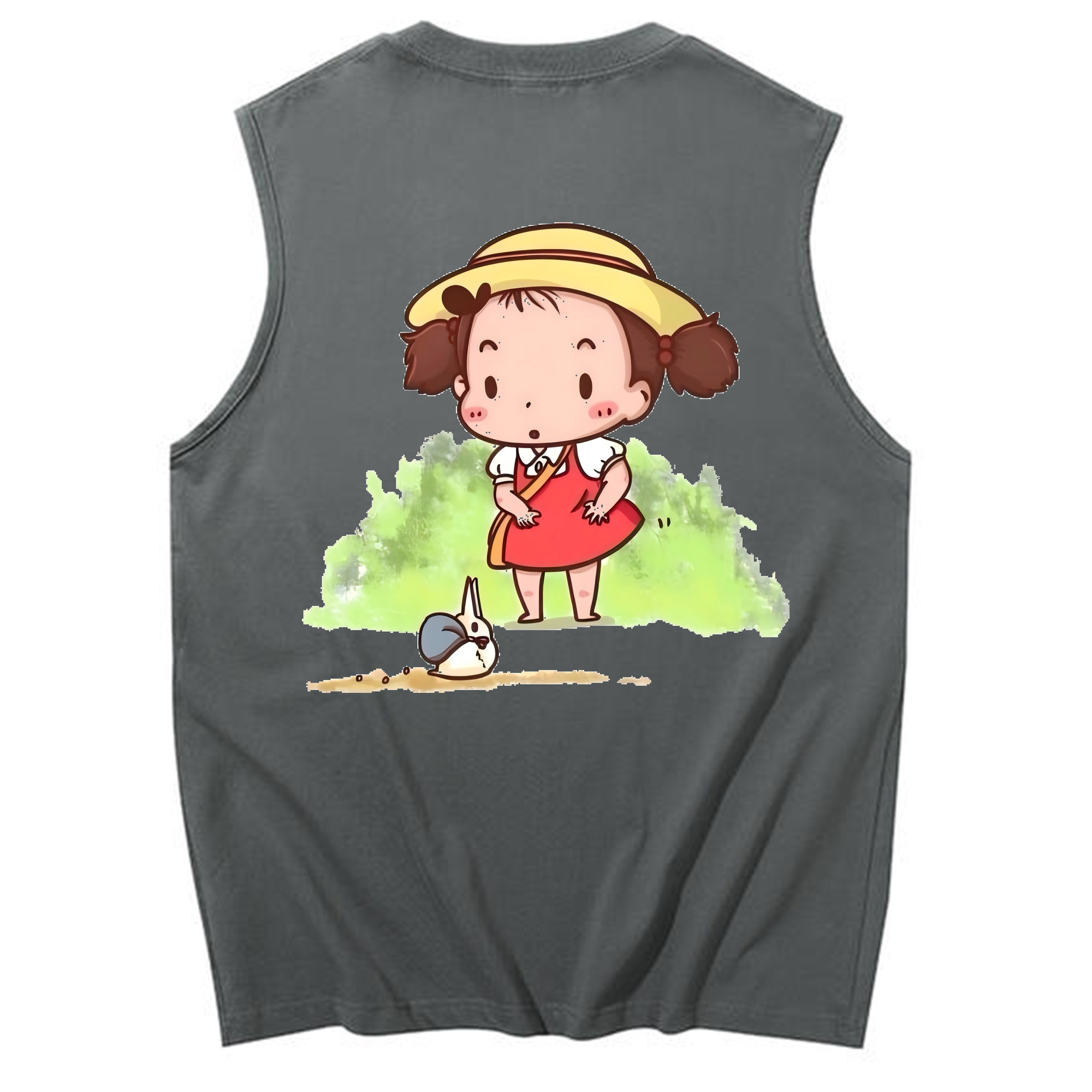 （画像用） となりのトトロ 草壁メイ 草壁サツキ My Neighbor Totoro Satsuki Kusakabe Mei Kusakabe コットン100％タンクトップ（背面プリント）